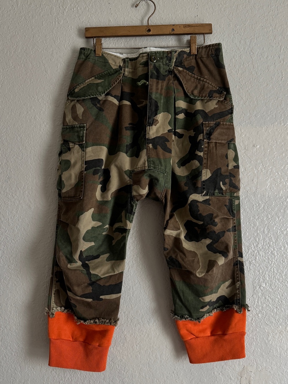 R13 Green and Orange Camo Harrem Sweat Cuffs Cargo Trousers - Picture 4 of 5